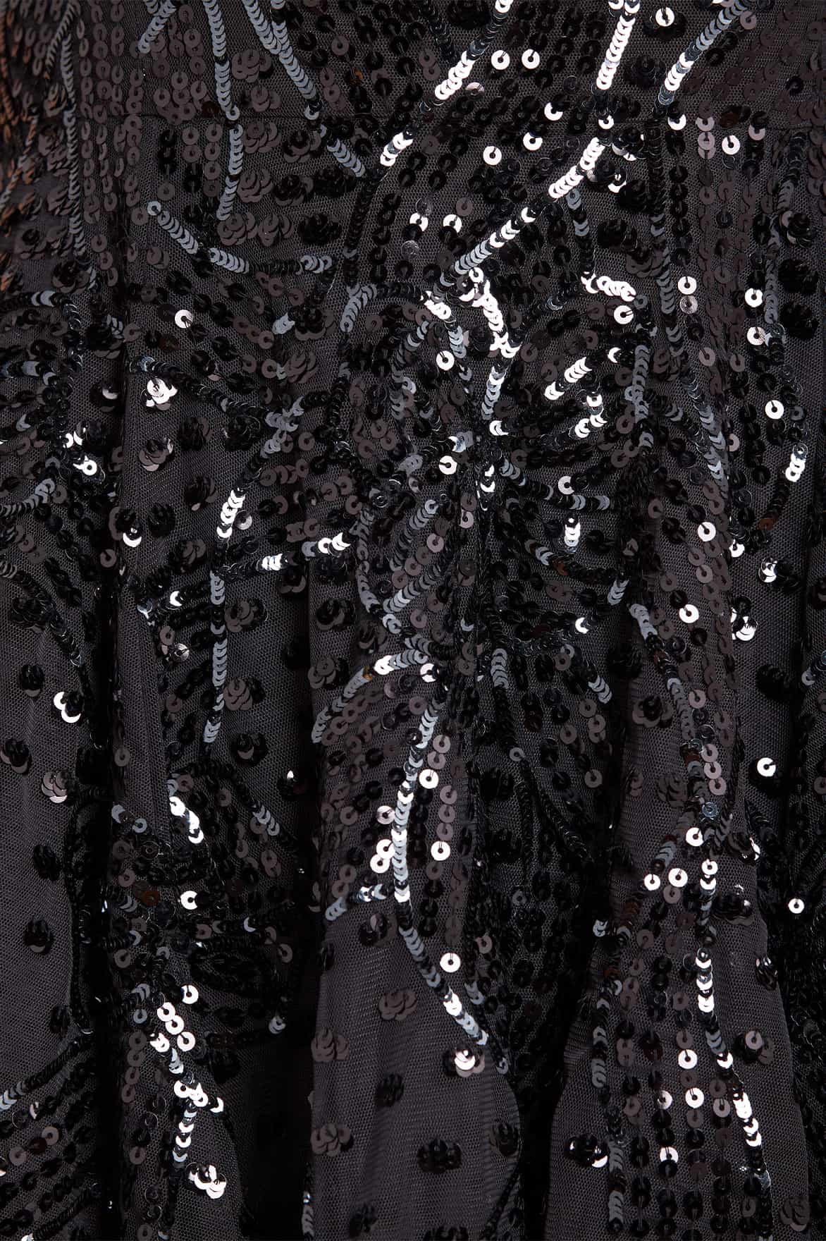 Sequin Ribbon Scoop Neck Micro Mini Dress