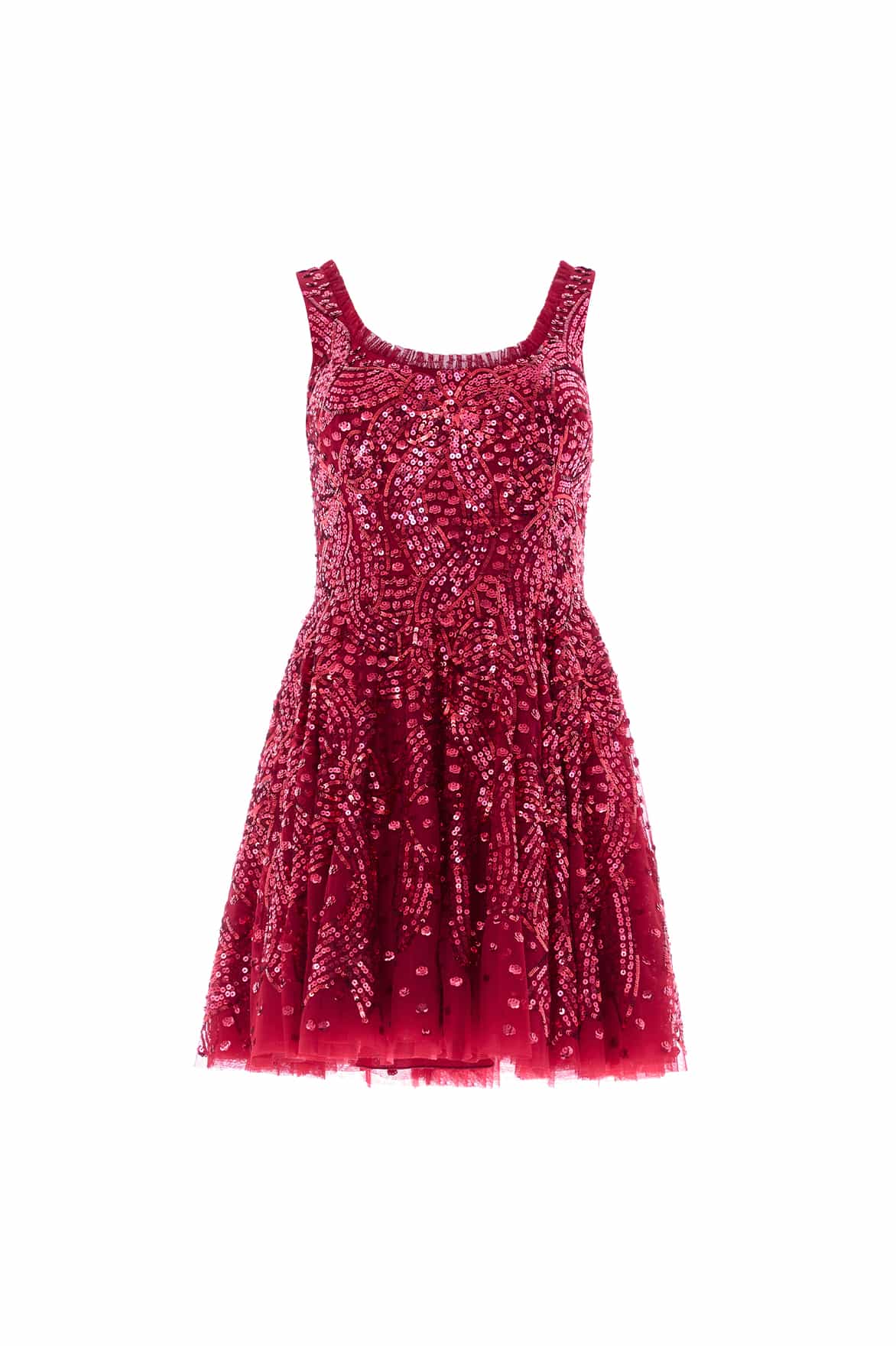 Sequin Ribbon Scoop Neck Micro Mini Dress
