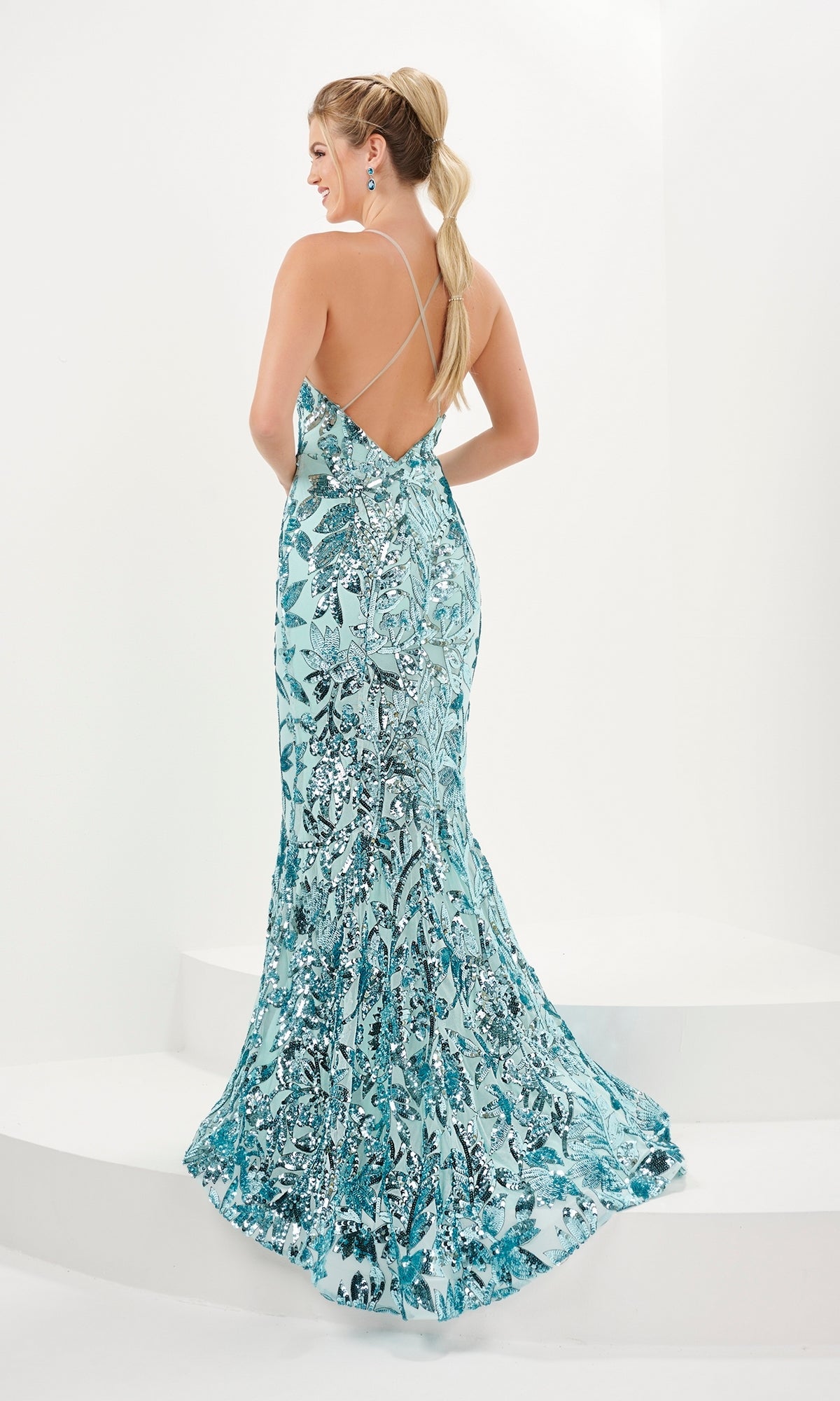 Tiffany Backless Mermaid Sequin Prom Dress 16077