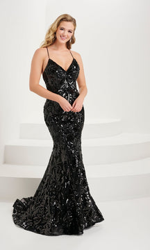 Tiffany Backless Mermaid Sequin Prom Dress 16077