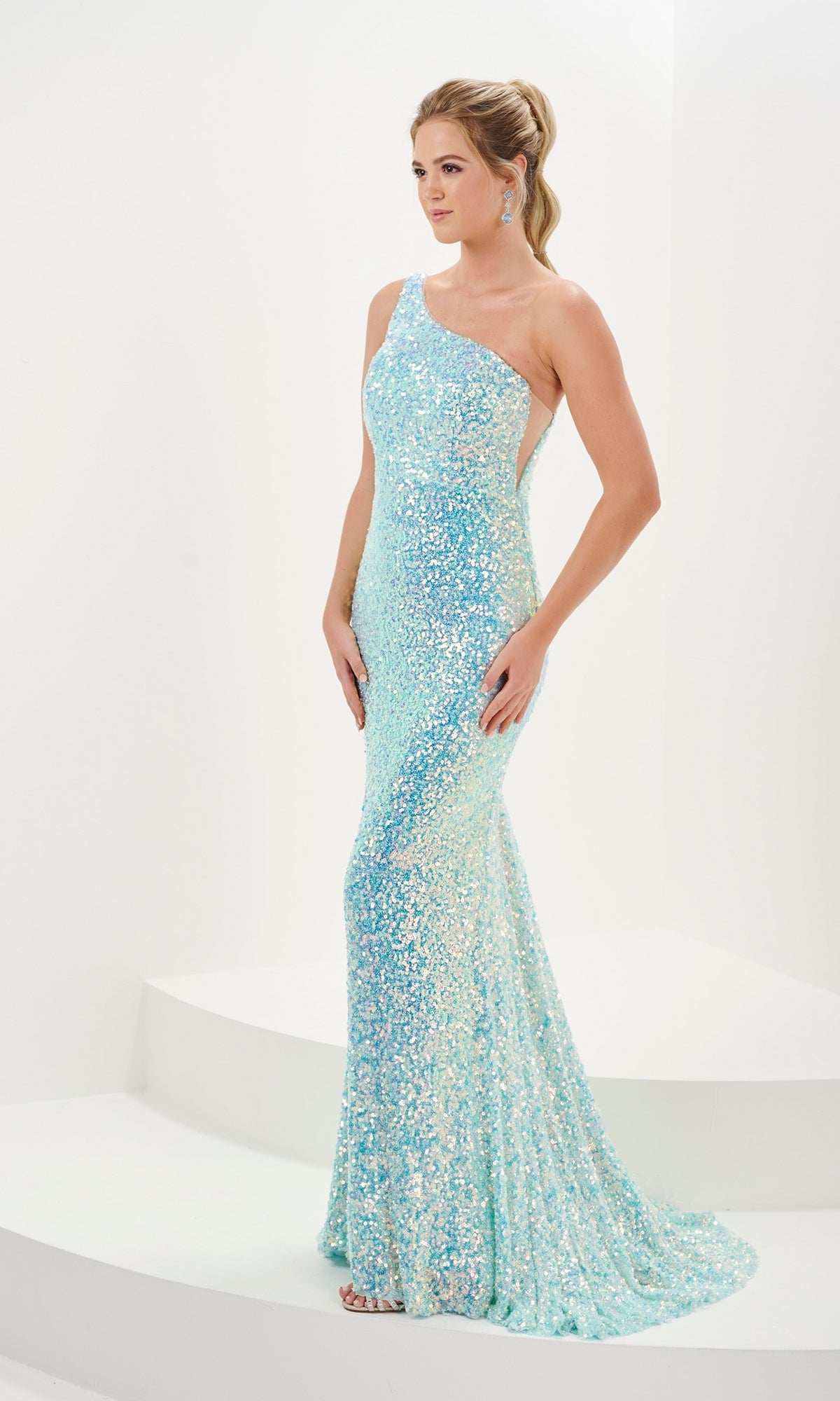 Tiffany One-Shoulder Long Sequin Prom Dress 16114