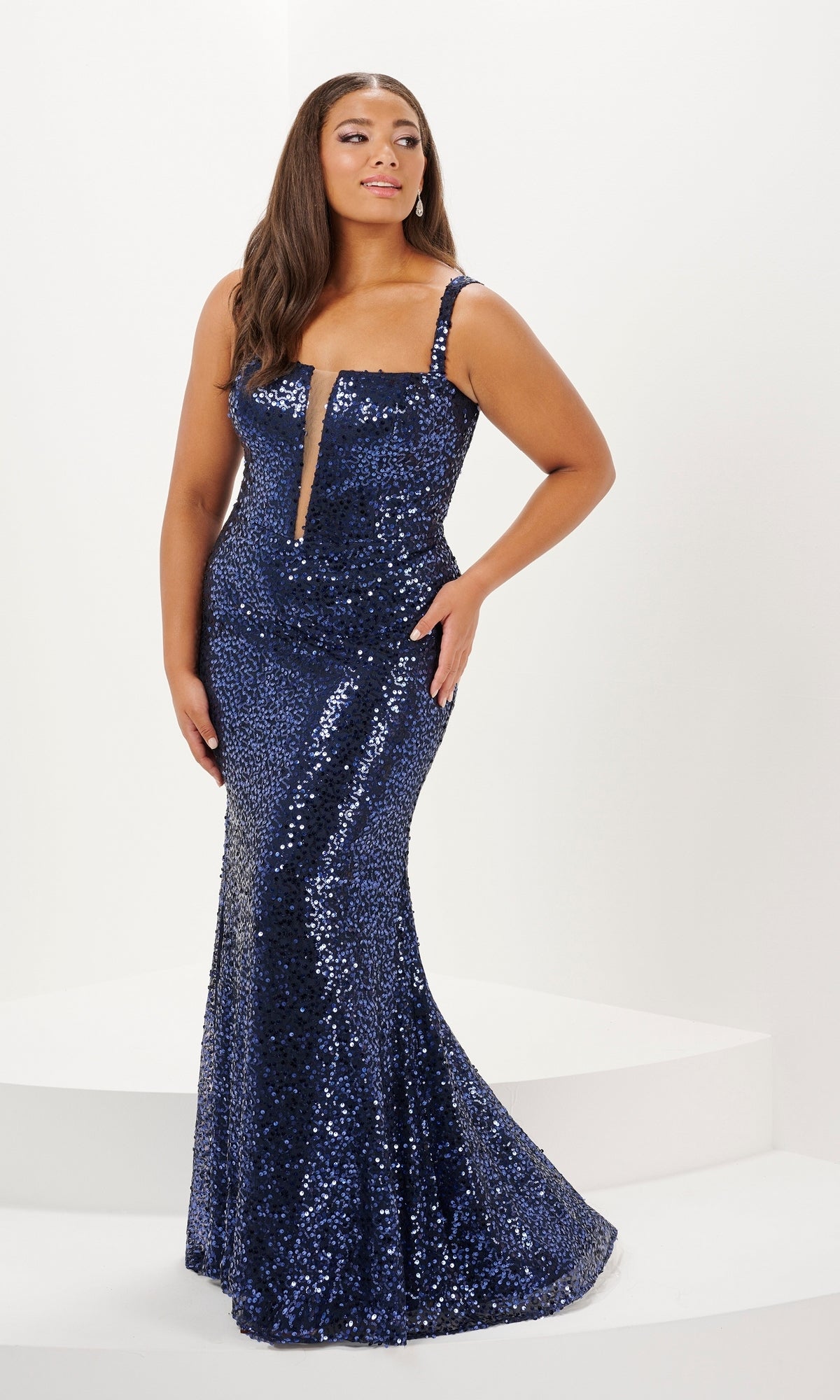 Tiffany Long Plus-Size Sequin Prom Dress 16123