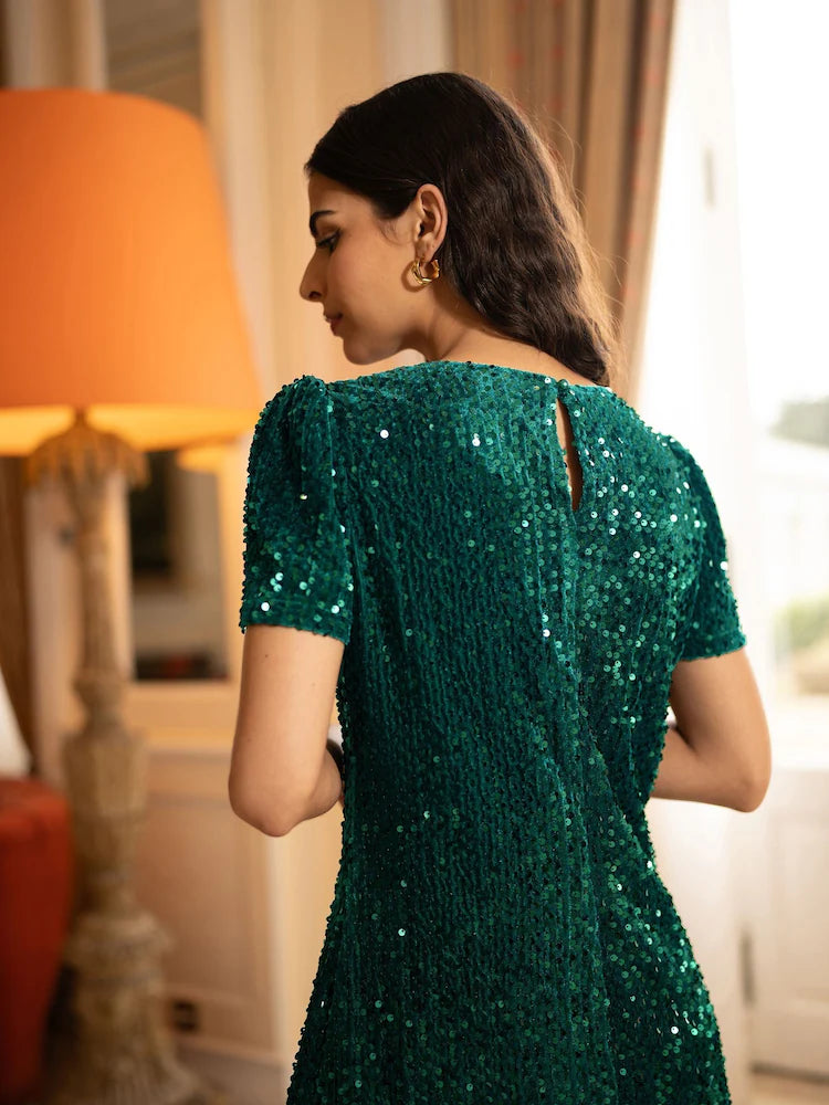 Green Sequin Tunic Dress