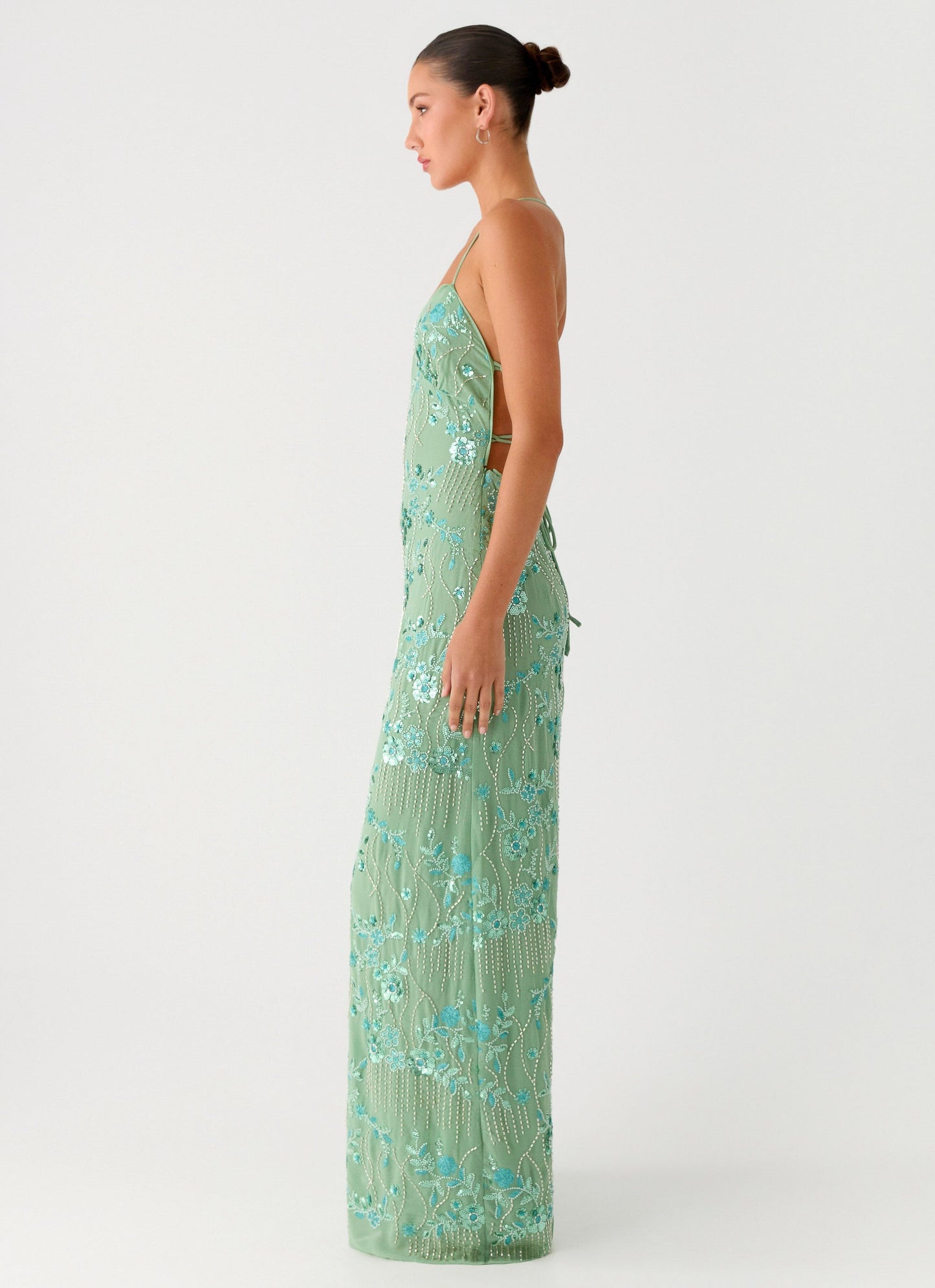 Vietta Sequin Cami Maxi Dress - Mint
