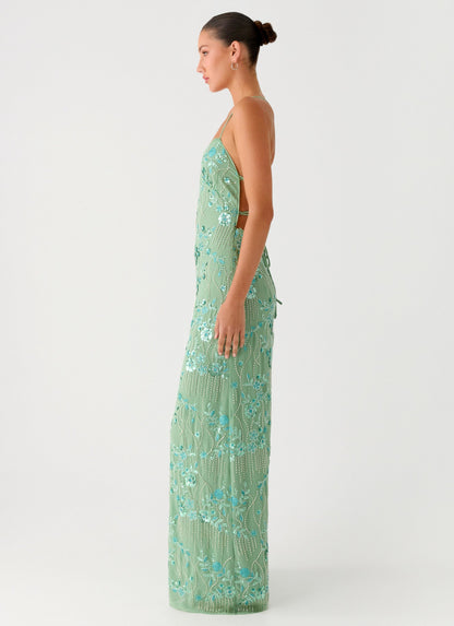 Vietta Sequin Cami Maxi Dress - Mint