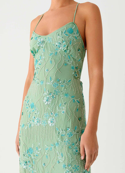 Vietta Sequin Cami Maxi Dress - Mint