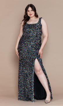 Plus-Size Sleeveless Long Sequin Prom Dress W1126