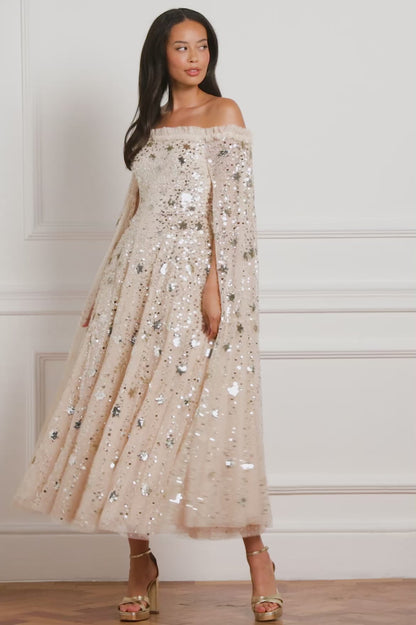 Shooting Stars Cape Ankle Gown