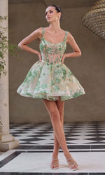 Short Sequin-Print Babydoll Hoco Dress A1347