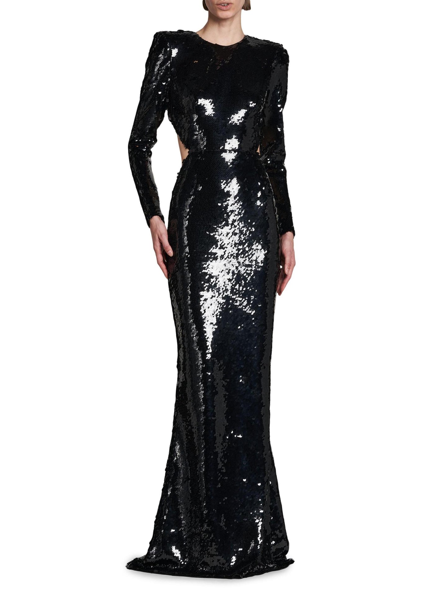 Sequin Open-Back Gown