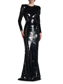 Sequin Open-Back Gown