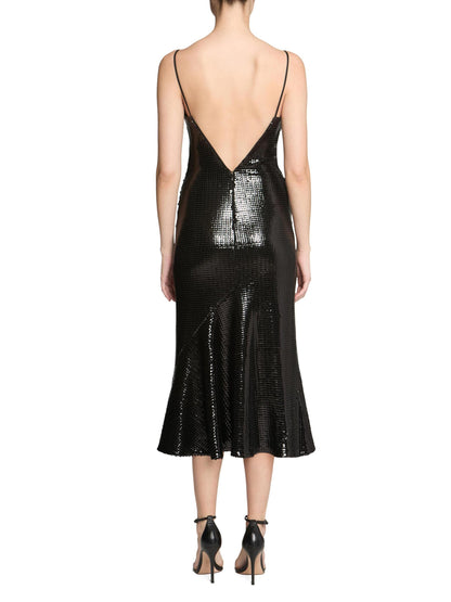 Lucia Sequined V-Neck Midi-Dress