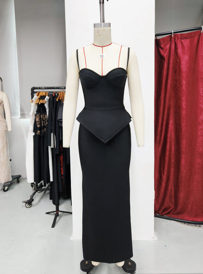 Spaghetti Strap Padded Hem Bandage Dress