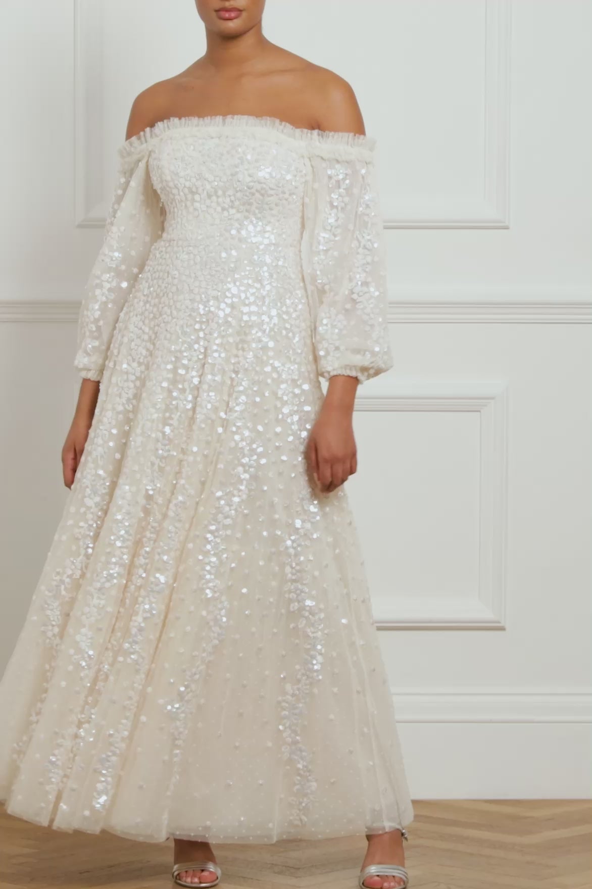 Confetti Gloss Off-Shoulder Gown