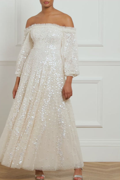 Confetti Gloss Off-Shoulder Gown