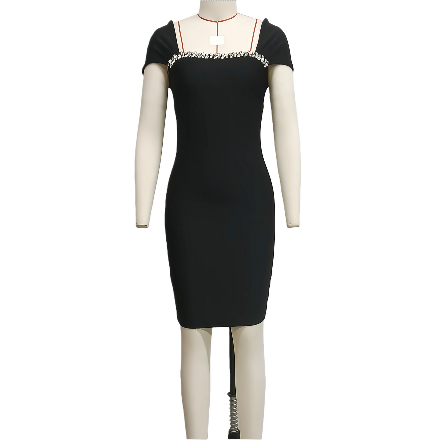 Elegant Handmade Rhinestone French Bandage Dress, Pink Mini Dress