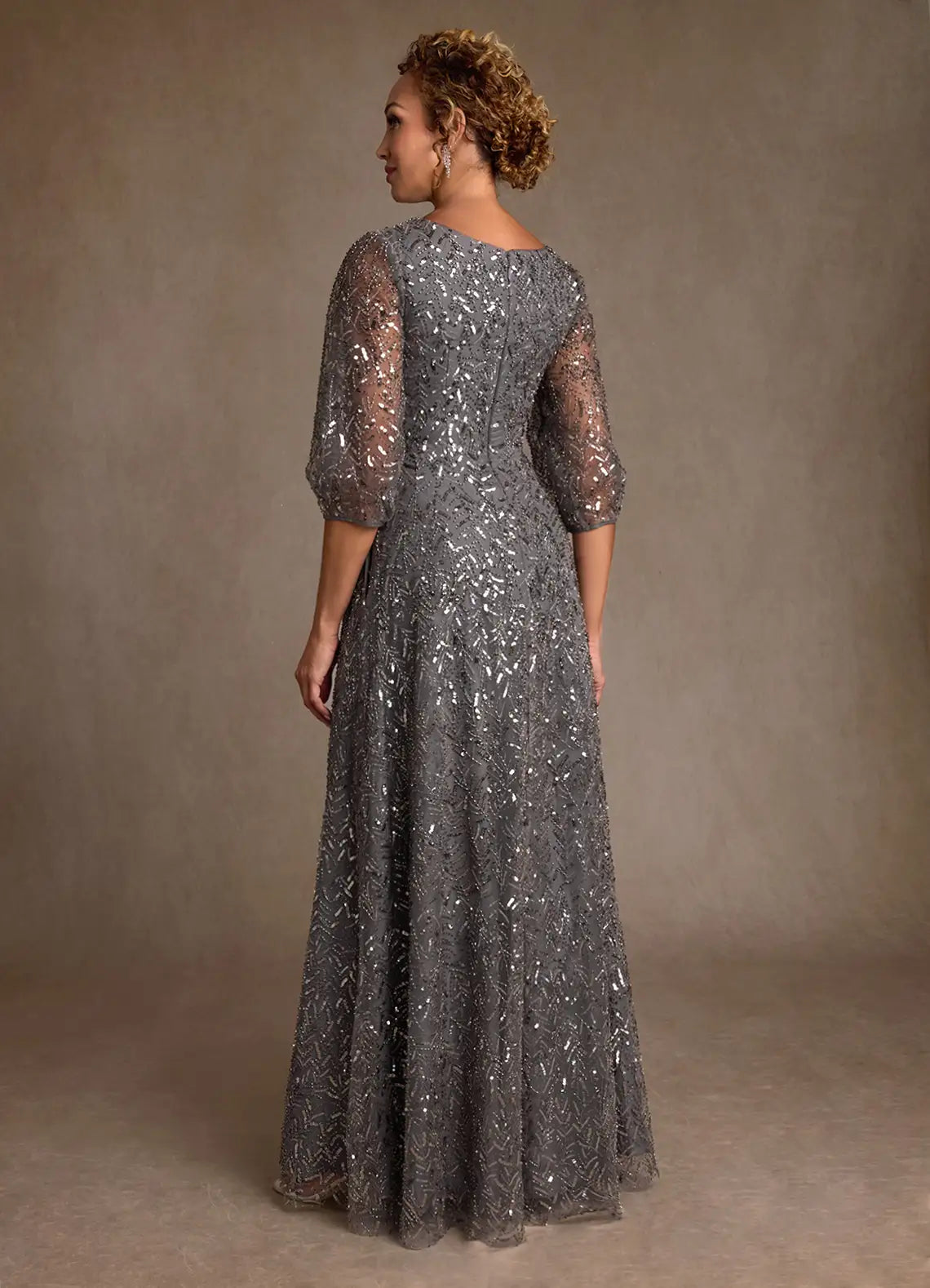 Steel Grey A-Line Sequins Dress