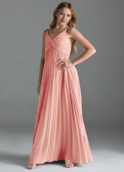 Rosette A-Line Pleated Chiffon Dress