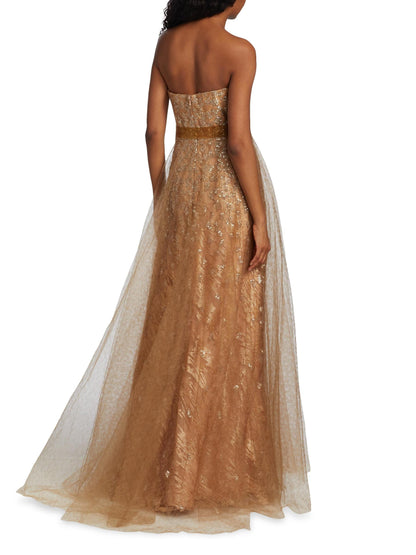 Strapless Sequin-Embellished Gown
