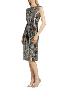 Sequin Tulle Sleeveless Midi-Dress