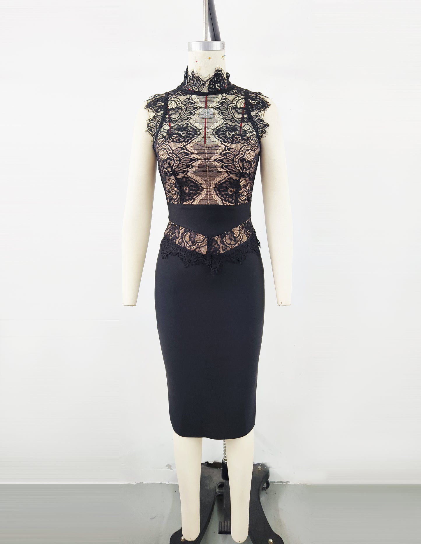 Women's Sexy Lace Turtleneck Dress, Elegant Slim Fit Bodycon Evening Party Dress