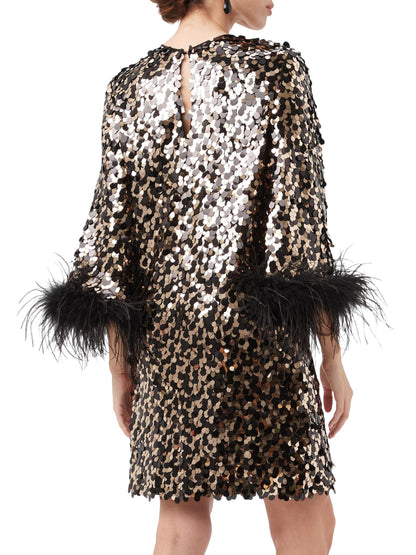 Juliet Sequin & Feather Shift Minidress