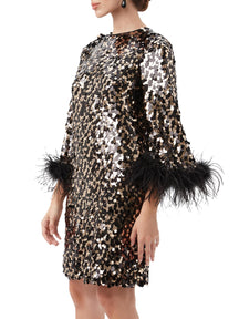 Juliet Sequin & Feather Shift Minidress
