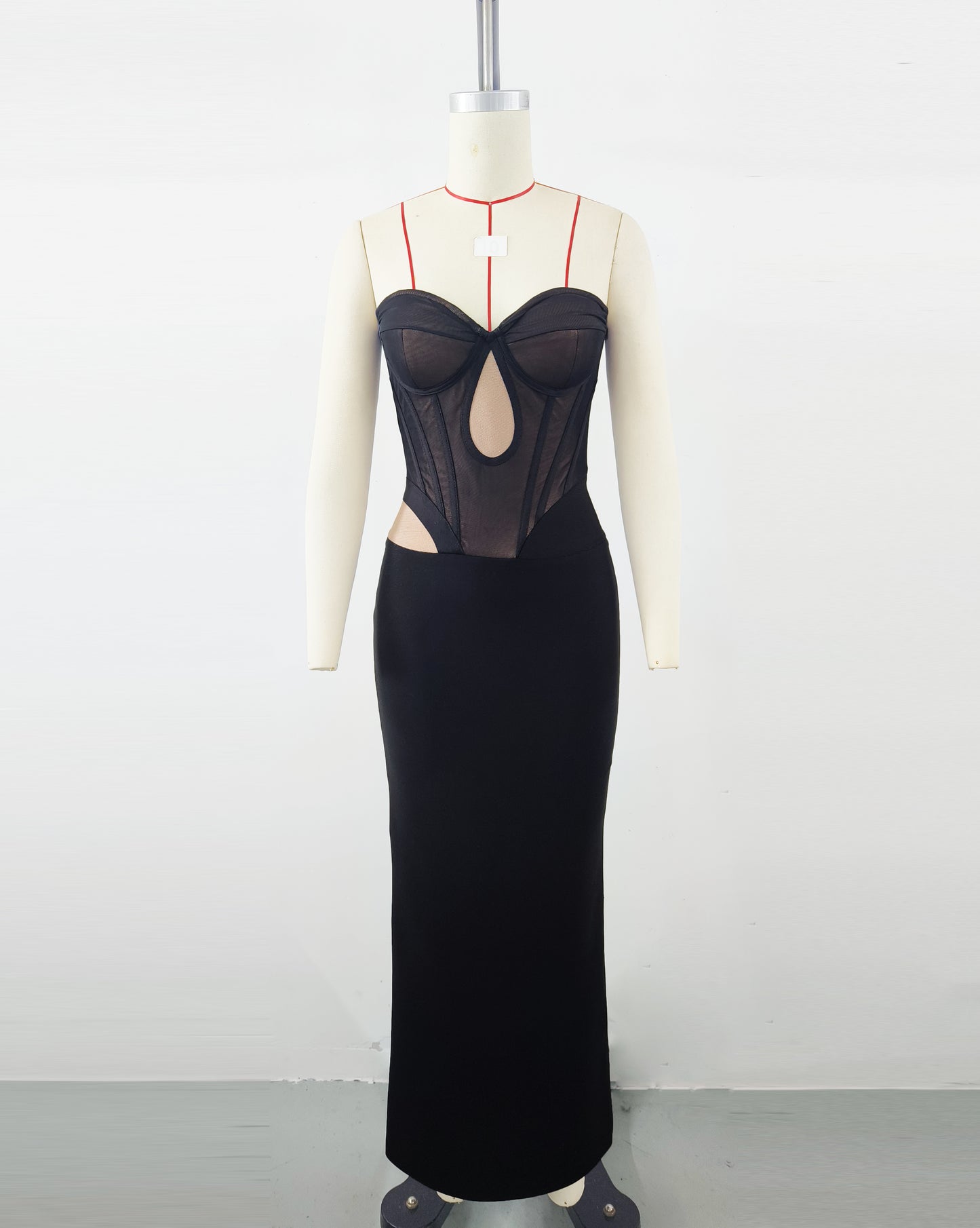 Women's Mesh Boned Panel Dress, Elegant Corset Bodycon Party Dress
