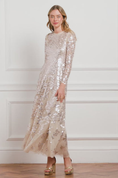 Rosanna Lattice Round Neck Gown