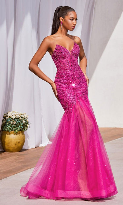 Strapless Beaded Long Mermaid Prom Dress CD0214