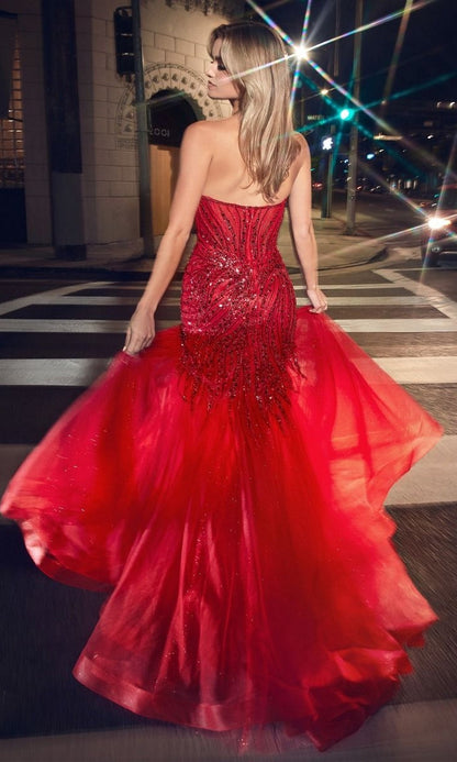 Strapless Beaded Long Mermaid Prom Dress CD0214