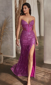Strapless Long Sequin Prom Dress: Ladivine CD0227