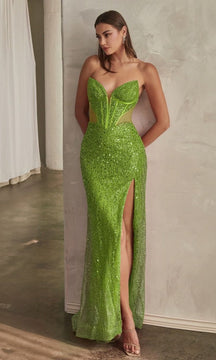 Strapless Long Sequin Prom Dress: Ladivine CD0227