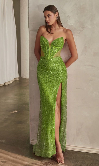 Strapless Long Sequin Prom Dress: Ladivine CD0227