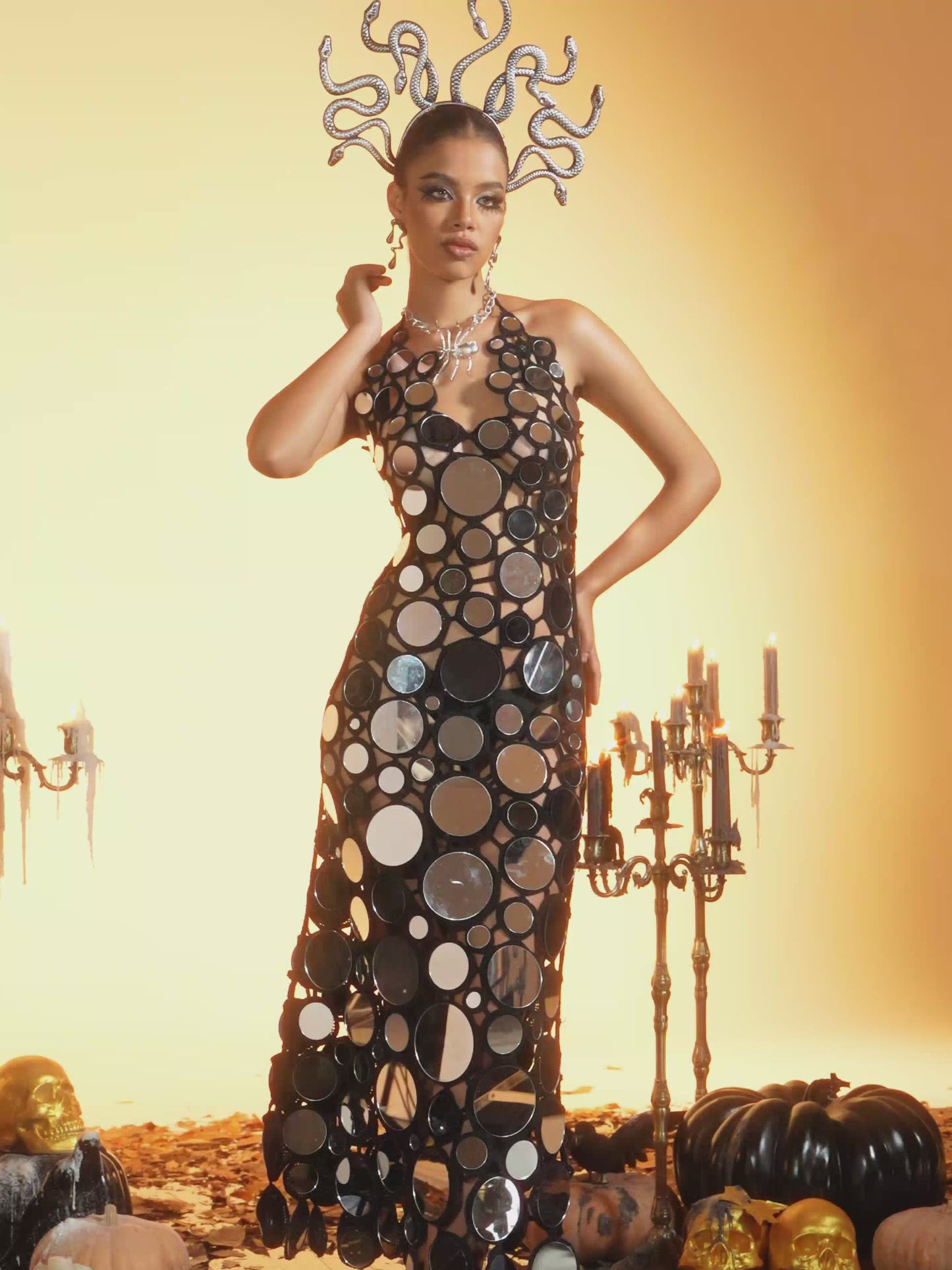 Palti Halterneck Sequin Midi Dress