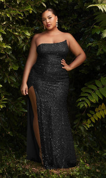 Plus-Size Long Sequin Prom Dress: Ladivine CH165C