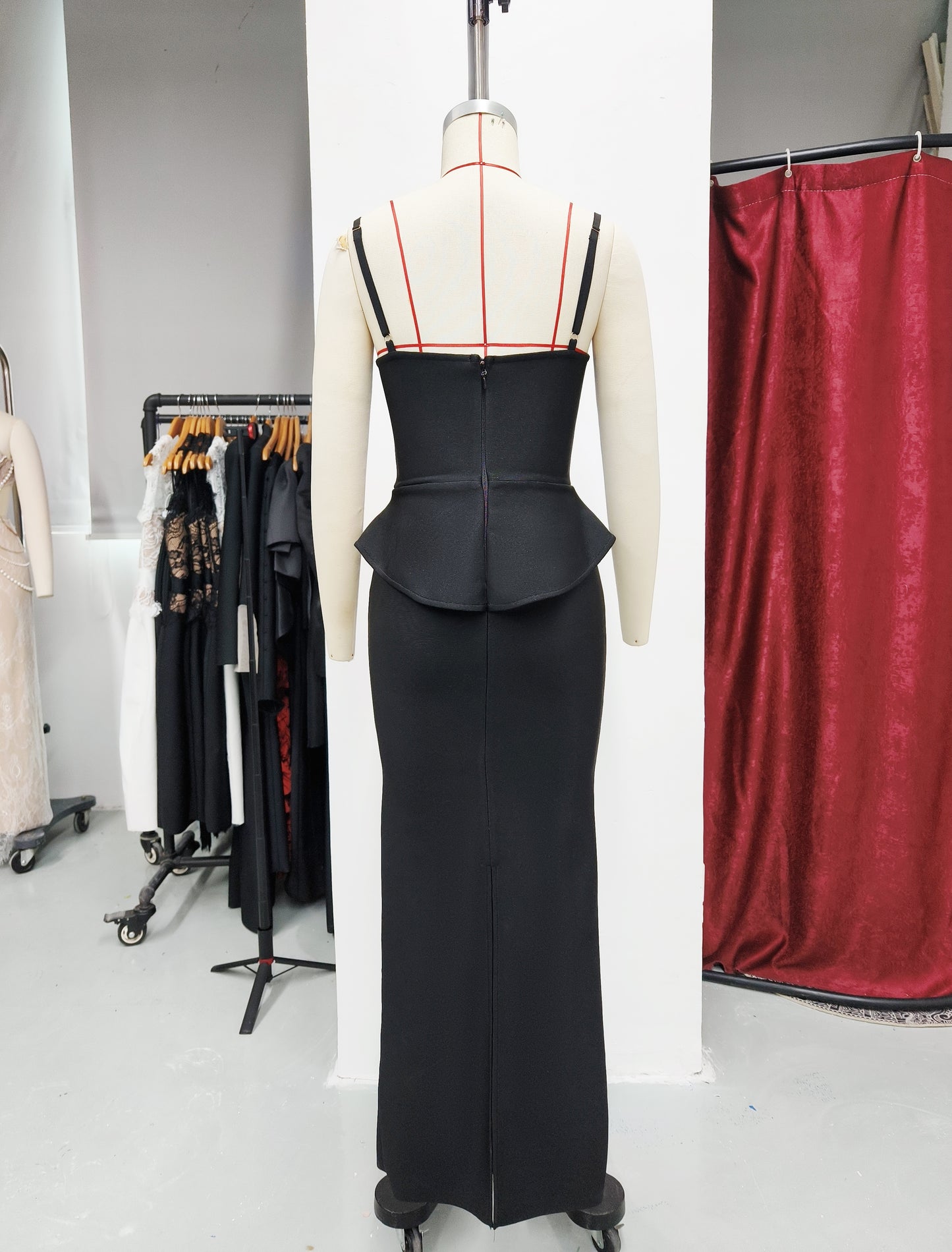Spaghetti Strap Padded Hem Bandage Dress