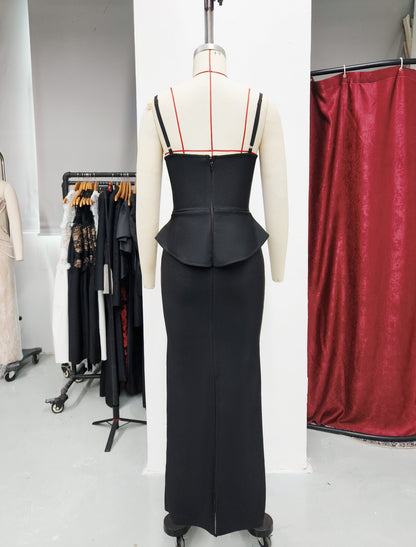 Spaghetti Strap Padded Hem Bandage Dress