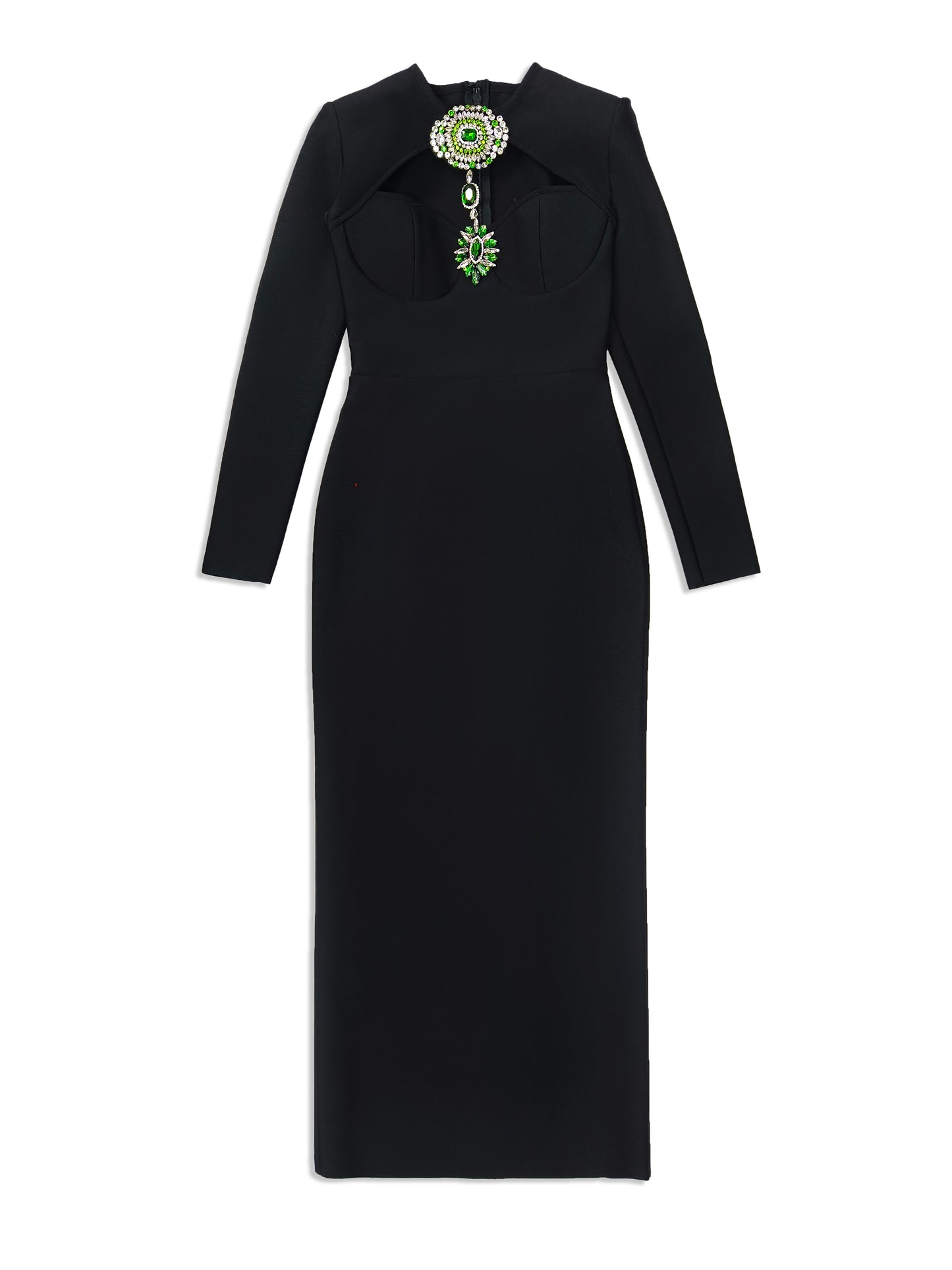 Long Sleeve Disc Rhinestone Bandage Dress