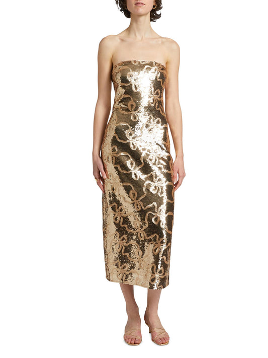 Stasia Sequin Bow Midi-Dress