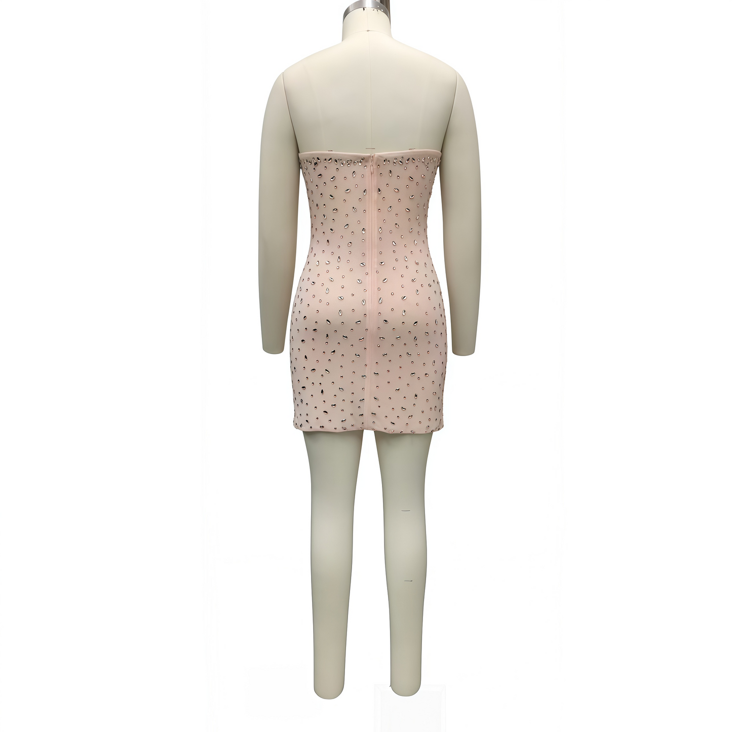 Women's Mesh Rhinestone Strapless Dress, Elegant Sparkly Bodycon Party Dress