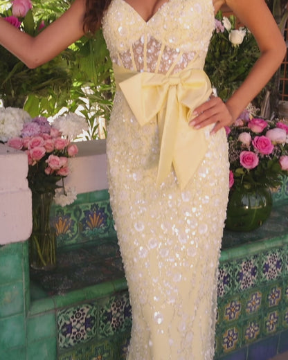 Sequin-Lace Long Prom Dress: Ava Presley 42218