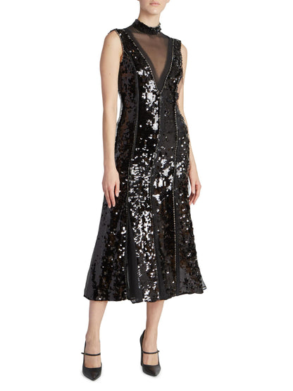 Tyana Sequin-Paneled Midi-Dress