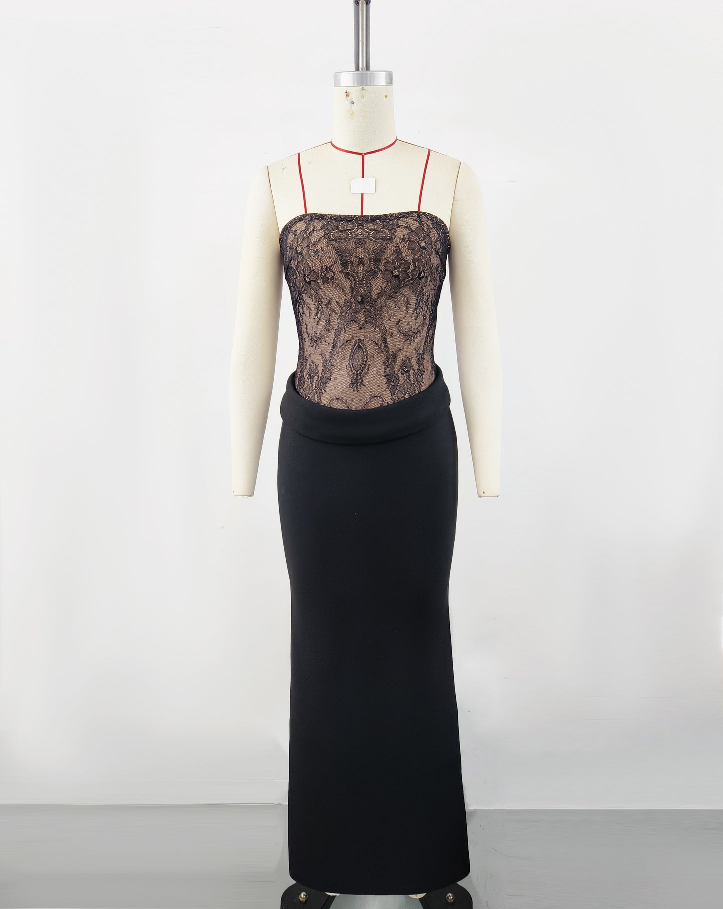 Strapless Lace Layered Waist Bandage Dress