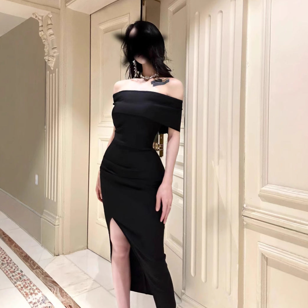 Off-Shoulder Slit Bandage Dress