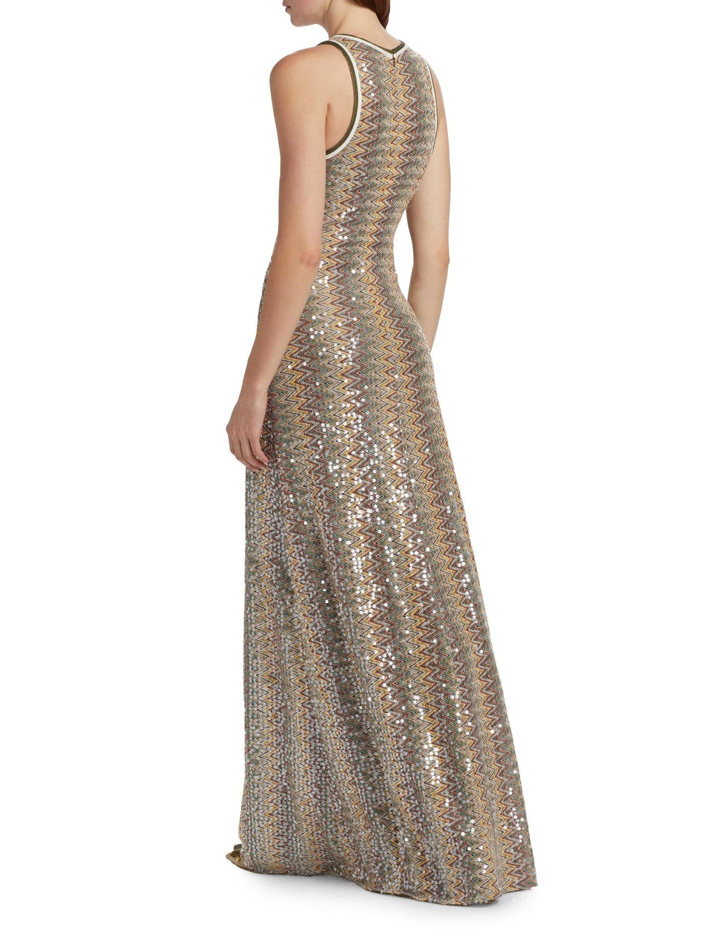 Lilia Sequin Chevron Knit Maxi Dress