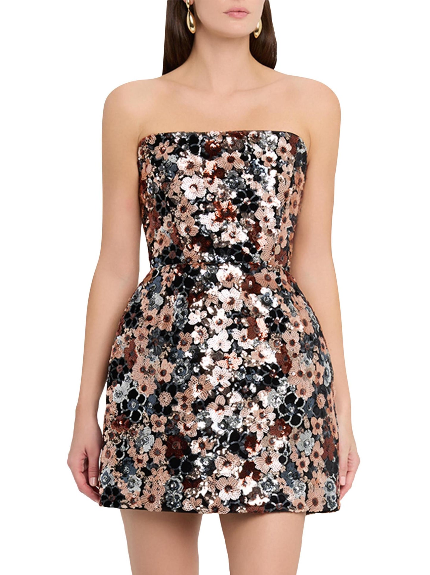 Maraya Strapless Floral Sequin Minidress