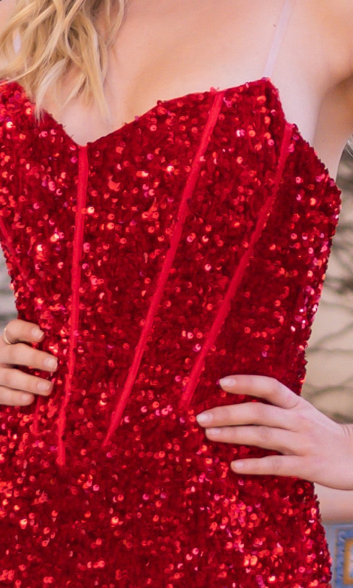 Velvi Clear-Strap Long Sequin Prom Dress Dover