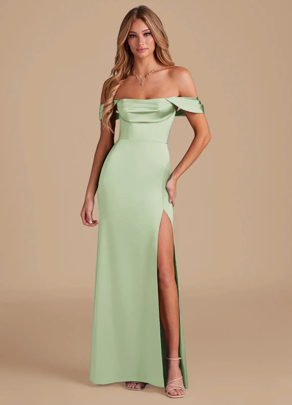 Dusty Sage Sheath Off the Shoulder Metallic Satin Convertible Dress Shiningirl Dusty Sage Sheath Off the Shoulder Metallic Satin Convertible Dress Shiningirl