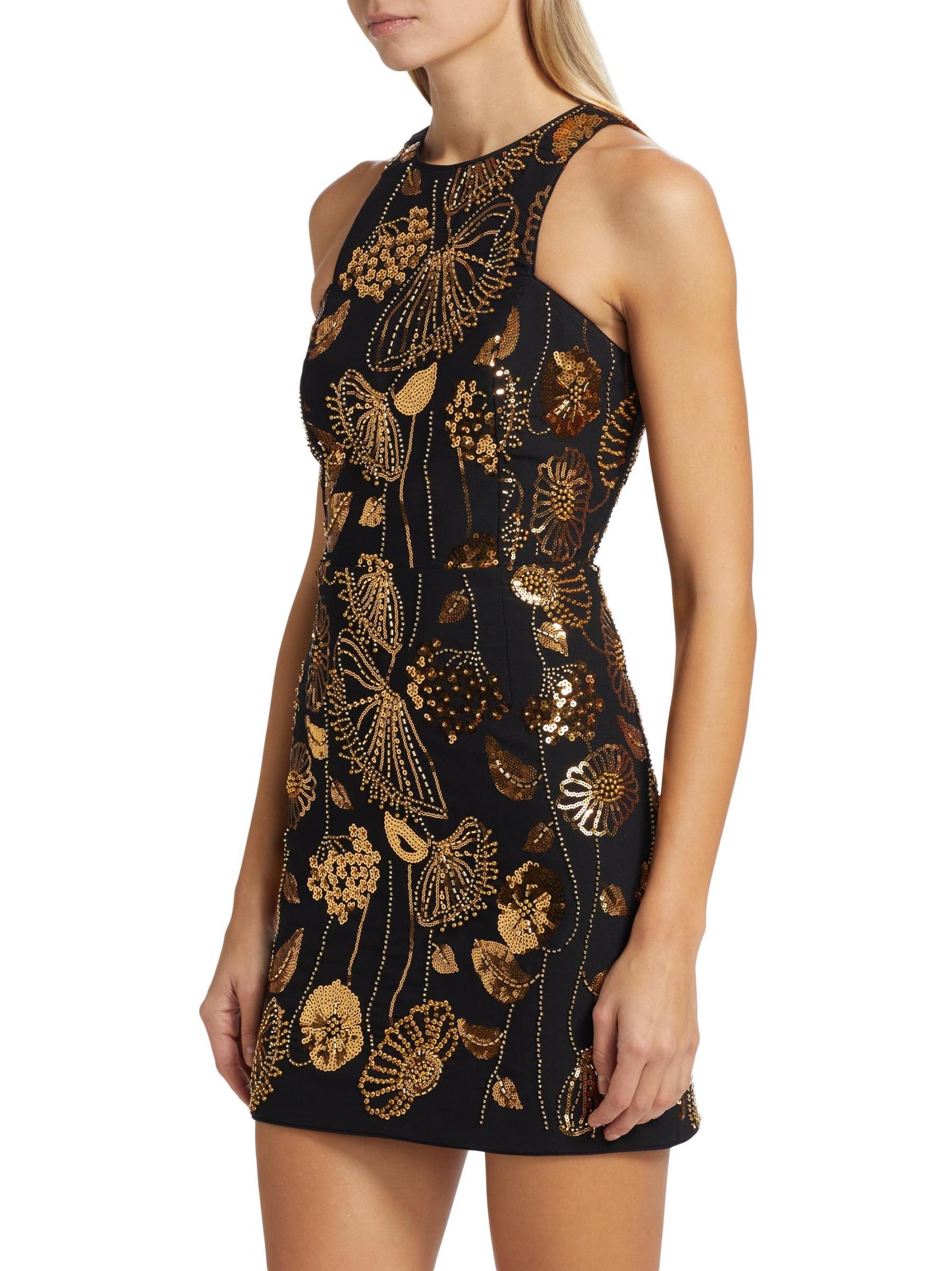 Isabele Floral Field Sequin-Embellished Sleeveless Minidress